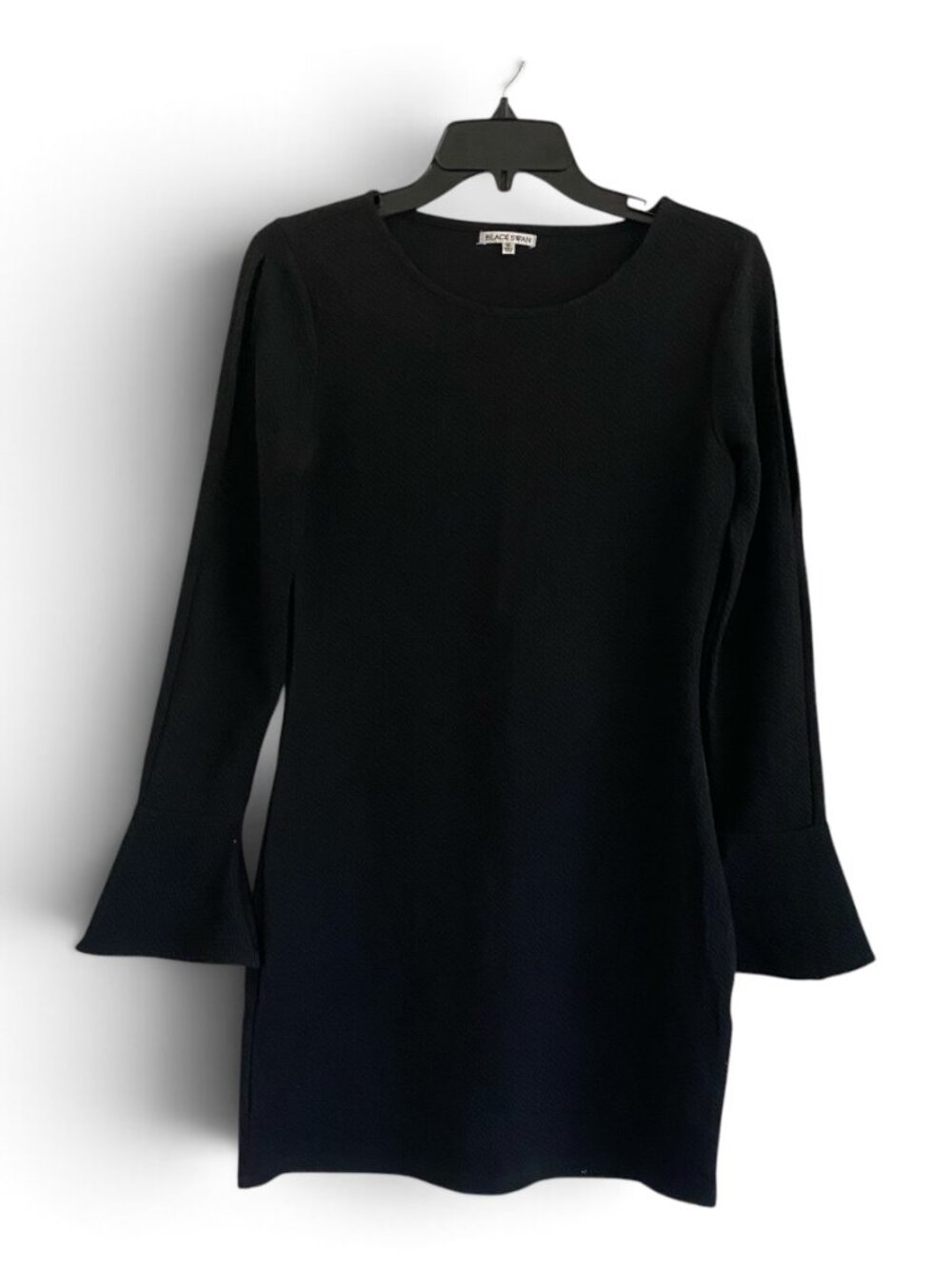 Black Swan Women's Bell Sleeve Cold Shoulder Dress Mini Knit Medium Solid Back